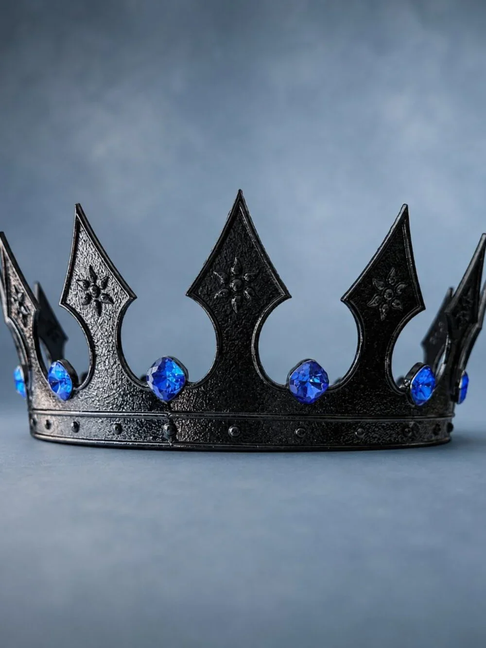 Black King Crown, Blue Jewels Crown, Mens Gothic Medieval, Royal Costume Crown